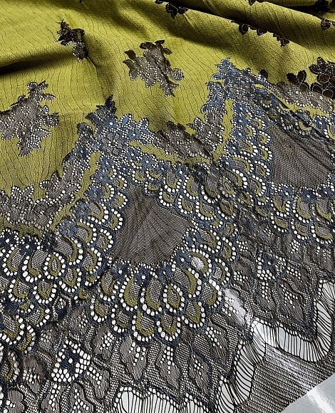 Кружево СКИДКА купон зелен\синий